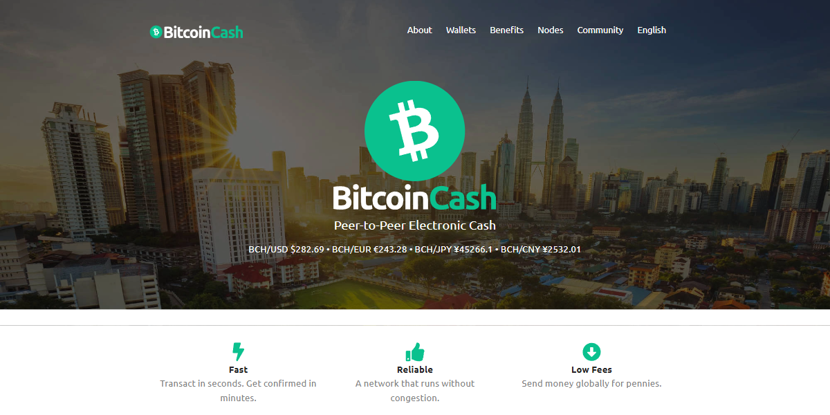 Bitcoin Cash information page preview