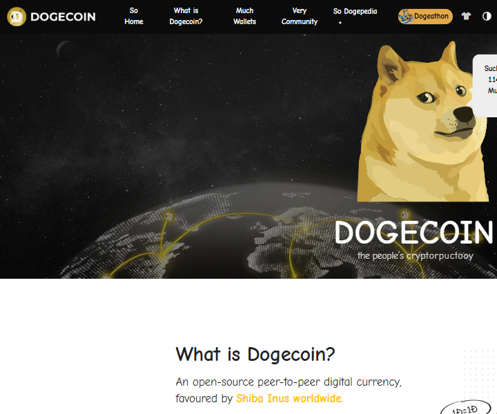 Dogecoin bilgi sayfası önizlemesi