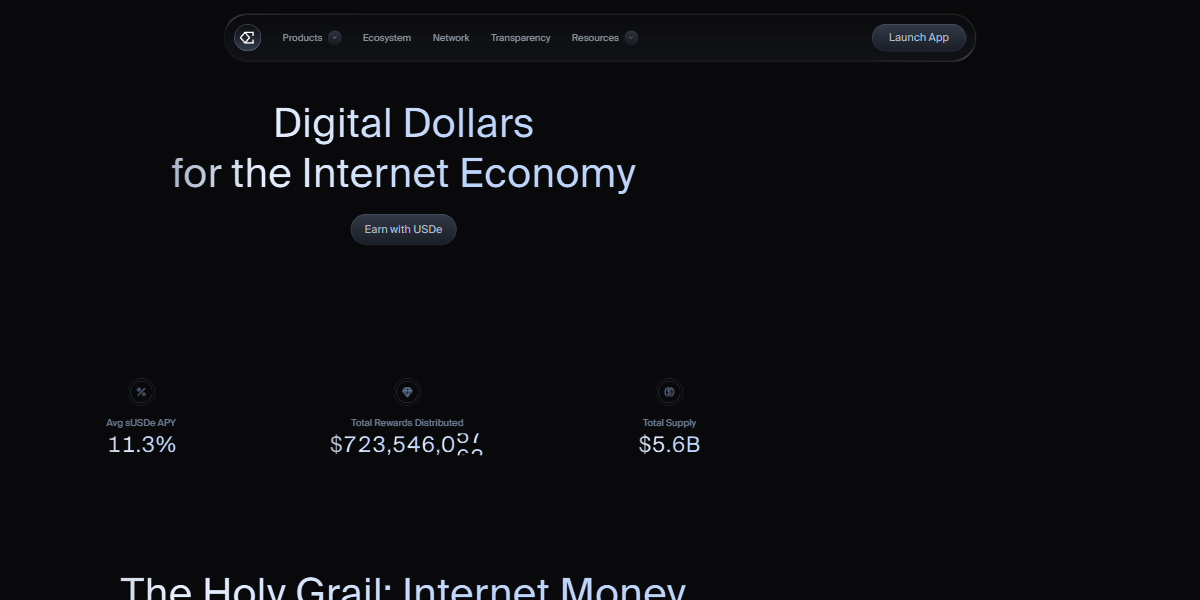 Ethena USDe information page preview