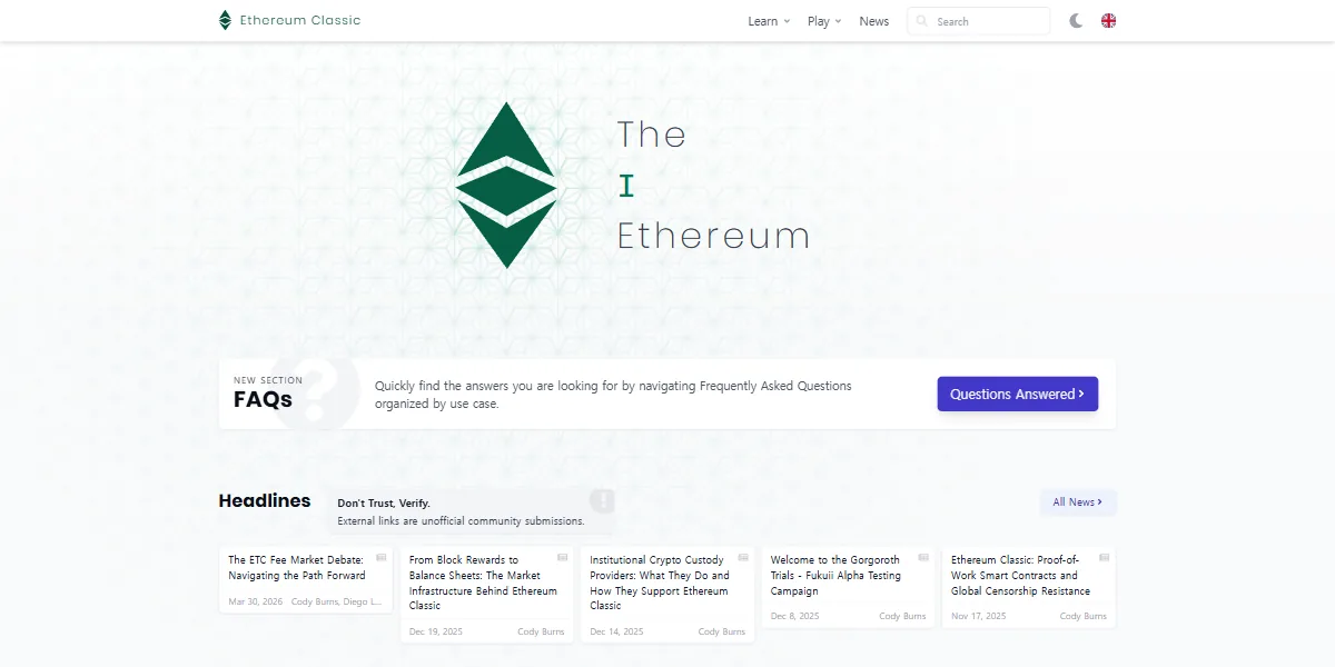 Ethereum Classic ETC 대표 이미지
