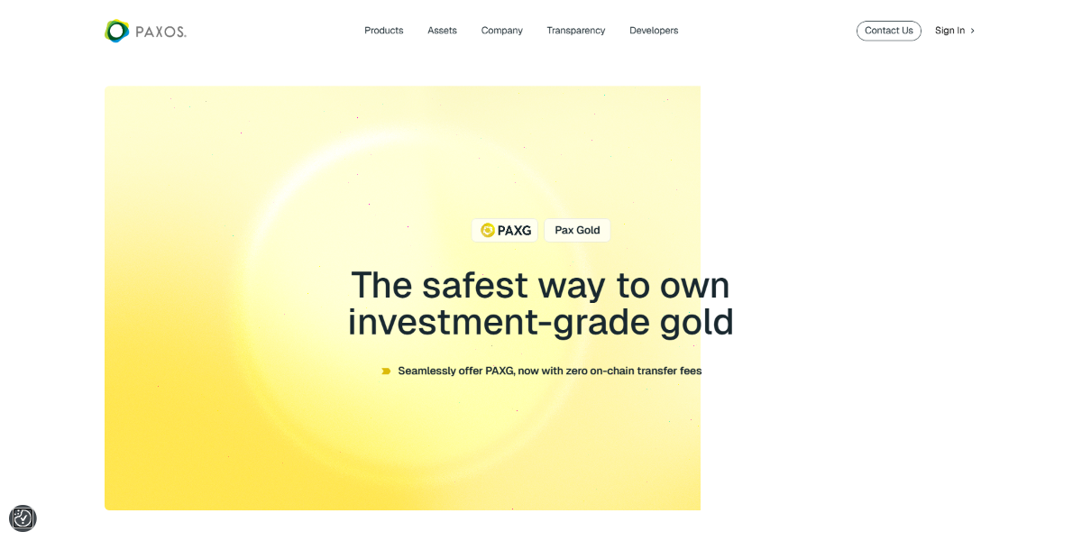 ภาพหลักของ PAX Gold และโทเคน PAXG ที่หนุนด้วยทองคำ